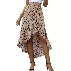 Animal Print Long Ruffled Skirt Plus Size XXL